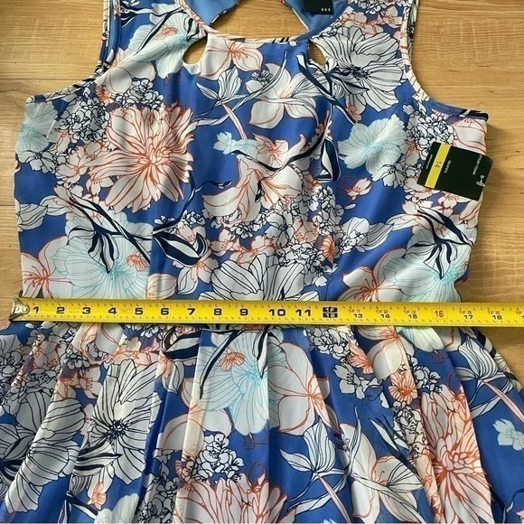 Nwt Gabby Sky Floral Fit & Flare Keyhole Dress Sleeveless - Picture 10 of 14